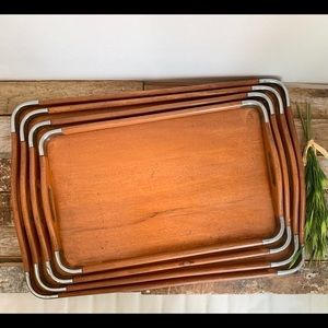 Set of 4 Vintage Woodpecker Woodware Trays